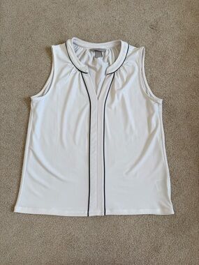 H&M White Sleeveless Top with Black Trim
